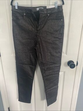 NWT LOFT Metallic Black Skinny Jeans